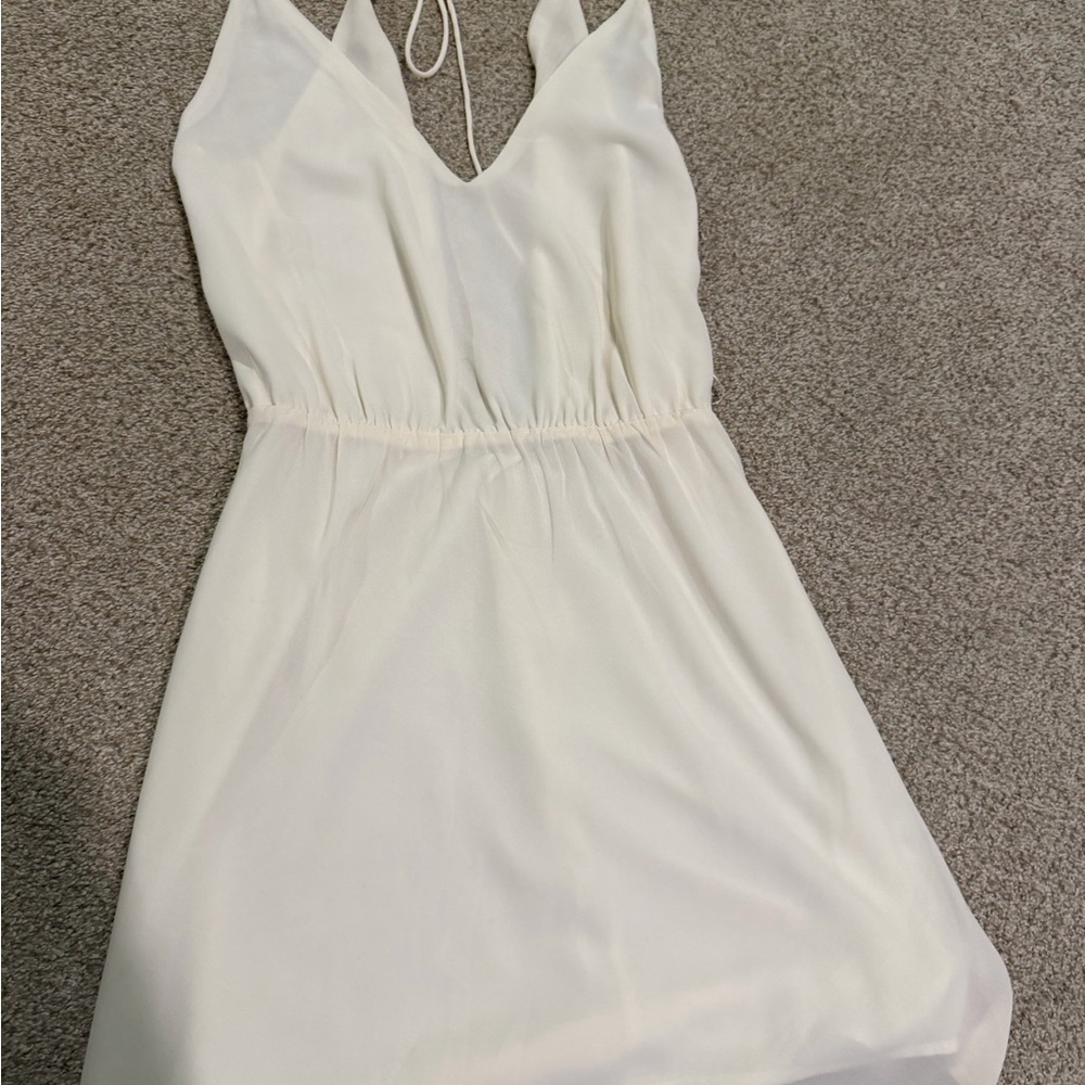 mahina White Mini Dress with V-Neck